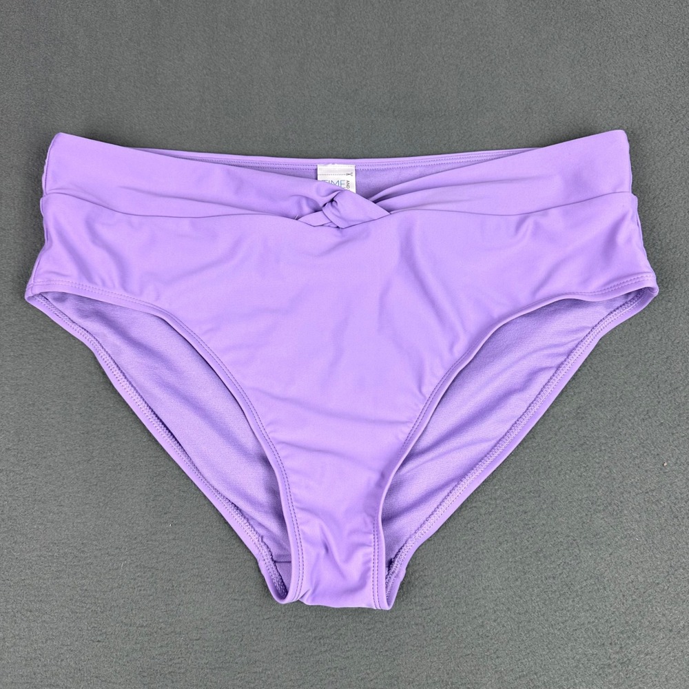 Time and Tru Purple High Waist Twist Front Bikini Bottom Womens Large 12-14 New